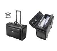 Alassio Pilotenkoffer "SILVANA", Leder, schwarz, mit Trolley (92705)