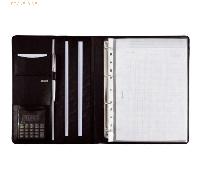 Alassio 30058-1 - Ringbuchmappe CREMONA II im DIN A4 Format, Schreibmappe aus Nappaleder, Dokumentenmappe in schwarz, Mappe ca. 32 x 25 x 2 cm, mit Taschenrechner