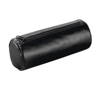 Alassio 43018 - Schlamperrolle XXL aus Echt Leder, Stiftetui schwarz, Schlamper ca. 22 x 9 cm, Schlampermäppchen rund, Etui für Schreibgeräte, Faulenzerrolle groß, Schreibgeräteetui mit Reißverschluss