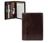 Alassio Schreibmappe Konferenzmappe Leder A4 dunkelbraun Mappe Orgamappe Verkaufsmappe - braun 30054