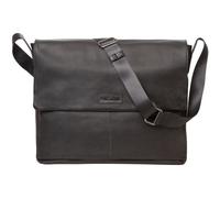 Pride and Soul 47532 - Umhängetasche URBAN, Notebooktasche für 12" Laptops, Laptoptasche aus Echt Leder, Tasche für Büro und Freizeit, Schultertasche ca. 30 x 38 x 8 cm, Schwarz