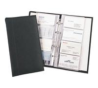 Alassio Visitenkarten Ringbuch aus FineTouch Lederimitat, mit Register A-Z und Einlagen für 120 Karten Visitenkartenhülle, 25 cm, Schwarz