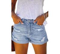Alaster Queen Damen Denim Shorts High Waist Denim Shorts für Frauen Ripped Folded Side Distressed Short Jeans Crimpen Hotpants