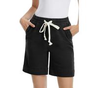 Alaster Queen Damen Shorts mit Taschen Einfarbig Loose Casual Elegant Lounge Bermuda Sommer Schwarz M