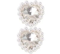 Alasum 2 Stück Dekorative Herzknöpfe aus Legierung und Glas mit Perlen Weiß zum Nähen von Kleidern und Anzügen für Selbstgemacht Bastelprojekte und Handarbeiten