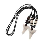Alasum Vintage Haizahn Halskette 2stücke für Männer und Frauen Modisches Surfer Style Accessoire aus Kunststoff und Holz Wasserfest für Beach Party
