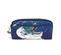 ALAZA Federmäppchen, Dinosaurier-Astronauten-Make-up-Tasche, Geldbörse, großes Fassungsvermögen, wasserdicht, Schule, Reißverschluss, mehrere Fächer, für Studenten, Frauen, Mädchen, Dinosaurier R0048,