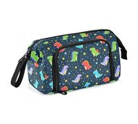 ALAZA Großes Federmäppchen für Mädchen und Jungen, Schule, Reisen, Reißverschluss-Stifttasche, Kosmetiktasche mit mehreren Fächern, Dinosaurier-Sterne, niedliches Federmäppchen für Kunstbedarf und