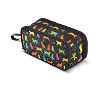 ALAZA Großes Federmäppchen, großes Fassungsvermögen, Federmäppchen, Stifteetui, 3 Fächer, Regenbogen-Schmetterlinge, Schule, Bürobedarf, Schreibwaren, Make-up-Tasche, Aufbewahrungs-Organizer für