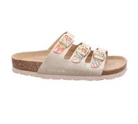Pantolette ROHDE "ALBA", Damen, Gr. 37, beige (hellbeige kombiniert), Lederimitat, klassisch, Schuhe, Sommerschuh, Hausschuh, Strandschuh, Schlappen mit drei Schnallen (49601921-37) hellbeige kombinie