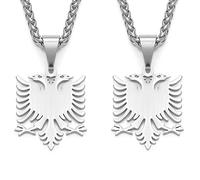 Albanien-Adler-Umriss-Anhänger-Halskette - Land-Symbol-Charm, Ethnischer Stil, Hip-Hop-Kette, Patriotischer, Zierlicher Schmuck, Damen Herren Mädchen, Unisex-Geschenke, 2 Stück, Einheitsgröße
