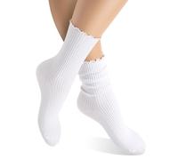 alber's BIO COMFORT - 5er-Pack | Kurze Damensocken aus weicher, gerippter Baumwolle, druckfreier Komfortbund, atmungsaktiv | Weiß | Einheitsgröße 36-41