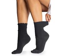 alber's BIO COMFORT - 5er-Pack | Kurze Damensocken aus weicher, gerippter Baumwolle, druckfreier Komfortbund, atmungsaktiv | Schwarz | Einheitsgröße 36-41