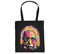 Albert Einstein Motiv Stofftasche - Baumwolltasche Einstein : Einstein - Tasche Pysiker Wissenschaftler Farbe: Schwarz