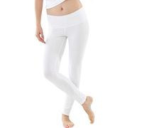 ALBERT KREUZ Damen Yoga Leggings Bio-Stretchbaumwolle Highwaist Umklappbund weiß, 38/40 M