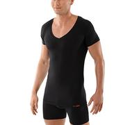 ALBERT KREUZ Deep-V Unterhemd Business Herrenunterhemd aus Bio-Stretch-Baumwolle Kurzarm Schwarz 7/XL