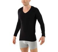 ALBERT KREUZ Herren Langarm-Unterhemd Bio-Baumwolle mit Elastan V-Ausschnitt schwarz 06/L