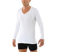 ALBERT KREUZ Herren Langarm-Unterhemd Bio-Baumwolle mit Elastan V-Ausschnitt weiß 10/4XL