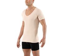 ALBERT KREUZ Herren Lasercut nahtlos Clean Cut Unterhemd Kurzarm tiefer V-Ausschnitt aus Baumwolle Elastan unsichtbar beige 7/XL