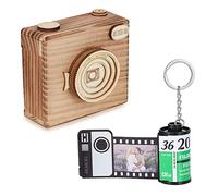 ALBERTBAND Personalisiert Schlüsselanhänger mit Eigenem Foto Gravur Bedrucken mit 5/8/10/15/20 Stück Fotofilm-Rollen Schlüsselbund Geschenk für Weihnachten Geburtstag (FilmRoll+Kamerabox-10pcs)