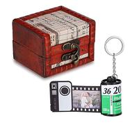 ALBERTBAND Personalisiert Schlüsselanhänger mit Eigenem Foto Gravur Bedrucken mit 5/8/10/15/20 Stück Fotofilm-Rollen Schlüsselbund Geschenk für Weihnachten Geburtstag (FilmRoll+Vintage Box-10pcs)