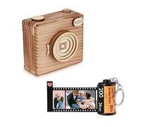 ALBERTBAND Personalisiert Schlüsselanhänger mit Eigenem Foto Gravur Bedrucken mit 5/8/10/15/20 Stück Fotofilm-Rollen Schlüsselbund Geschenk für Weihnachten Geburtstag (FilmRoll+Kamerabox)