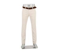 Alberto Herren Hose Chino Lou, Regular Fit, Baumwolle-Leinen, beigegraublau kariert, 32/34