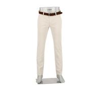 Alberto Herren Hose Chino Lou, Regular Fit, Baumwolle-Leinen, beigegraublau kariert, 33/34