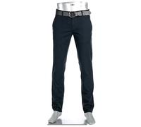 Alberto Herren Hose Chino Lou, Regular Fit, Baumwolle, navy meliert blau, 32/34