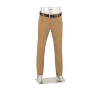 Alberto Herren Hose Flanell, Lou J-PL, Regular Fit, Baumwolle, dunkelbeige cognac, 32/36