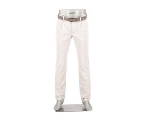 Alberto Herren Hose Glencheck, Lou-J-PL, Regular Fit, Baumwolle-Leinen, hellgrau beige, 31/32
