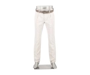Alberto Herren Hose Glencheck, Lou-J-PL, Regular Fit, Baumwolle-Leinen, hellgrau beige, 33/32