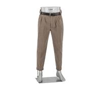 Alberto Herren Hose Mini Oxford, Ted-C, Wide Fit, Baumwoll-Stretch, cropped, braun meliert, 34/32