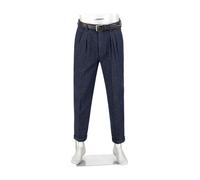 Alberto Herren Hose Smart Leinen, Ted-C, Wide Fit, cropped, dunkelblau, 34/32