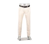 Alberto Herren Hose Smooth Herringbone, Barista, Tapered Fit, Mikrofaser-Stretch, beige, 34/32