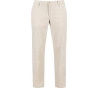 Alberto Herren Hose Chino Lou, Regular Fit, Baumwolle-Leinen, beigegraublau kariert, 29/32