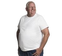 Alca Fashion T-Shirt Herren Rundhals Doppelpack Basic 2 Stück Tshirt Übergrößen XL - 8XL für Männer mit Übergröße Bauchumfang 8XL-B Weiß