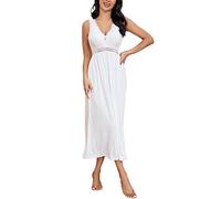 Alcea Rosea Satin Nachthemd Damen Lang Schwarz Spitze Sexy Nachthemden Damen ärmelloses Negligee Elegantes S-XXXL