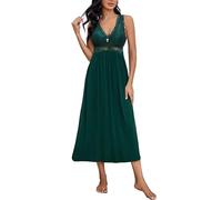 Alcea Rosea Satin Nachthemd Damen Lang Schwarz Spitze Sexy Nachthemden Damen ärmelloses Negligee Elegantes S-XXXL