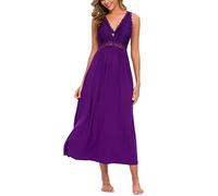 Alcea Rosea Satin Nachthemd Damen Lang Schwarz Spitze Sexy Nachthemden Damen ärmelloses Negligee Elegantes S-XXXL