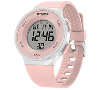 ALCENTIS Sportuhr, Unisex, für Damen und Herren, LCD-Anzeige, Armband aus Silikon (Armband rosa - weißer Rahmen)