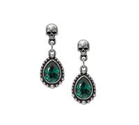 Alchemy England Ohrringe - Lost Jewels of Paris Gothic Totenkopf-Stil mit grünen Kristallen