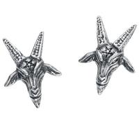 Alchemy Gothic Ohrstecker-Set Baphomet Studs silberfarben Hartzinn Gothic