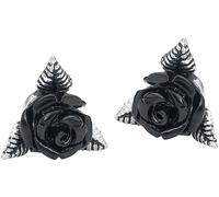 Alchemy Gothic Black Rose Ear Studs Ohrstecker-Set - schwarz silberfarben Onesize