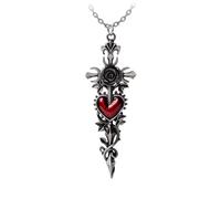 Alchemy Gothic Cross of the Dark Kiss Halskette silberfarben rot