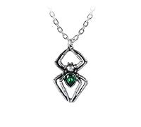 Alchemy Gothic Emerald Spiderling Damen Halskette, Farbe Silber, Zinn
