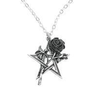 Alchemy Gothic Halskette Ruah Vered – Pentagramm & schwarze Rose – 5. Element – multicolor