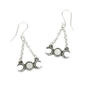 Alchemy Gothic Triple Moon Droppers Frauen Ohrring schwarz/silberfarben