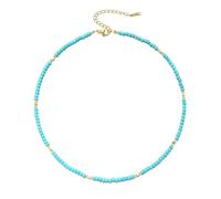 Aleasha Bunt Perlenkette Kette Türkis Spinell Amethyst Lapislazuli Boho Halskette Kurze Edelstahl Sommer Choker Handgefertigte Damen Schmuck 37cm