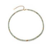 Aleasha Grüner Aventurin Jade Kette 4mm Stein Boho Choker Damen Gold Edelstahl Halskette Handgefertigt Schmuck 38+6cm